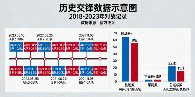 历史交锋数据示意图 - 展示两队过往对战记录与赛果统计